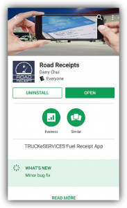 Road receipt app open